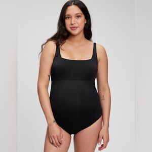 NWT! GAP Black Maternity Recycled Square Neck One-Piece Swimsuit - Size Small